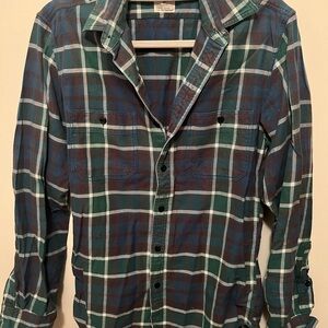 Men's Green and Blue Plaid Shirt